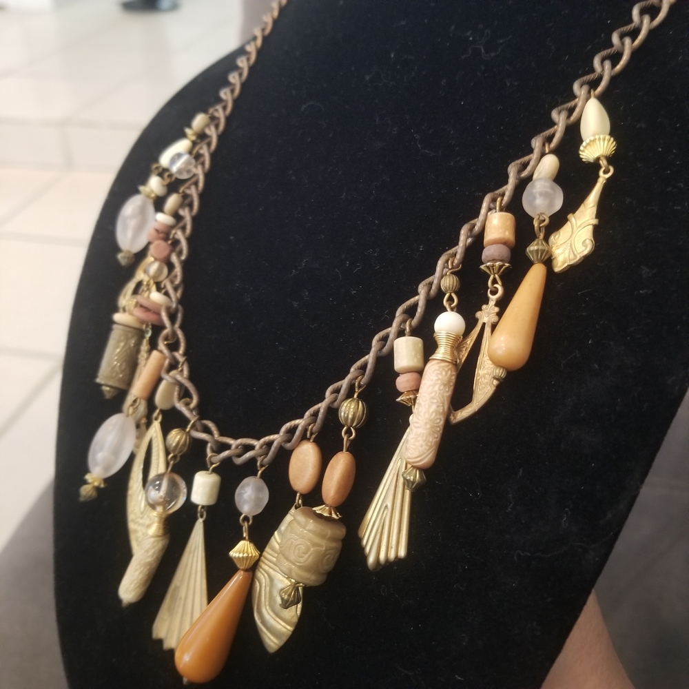 Free People Inspired Vintage Gold-Tone Multi-Charm Necklace